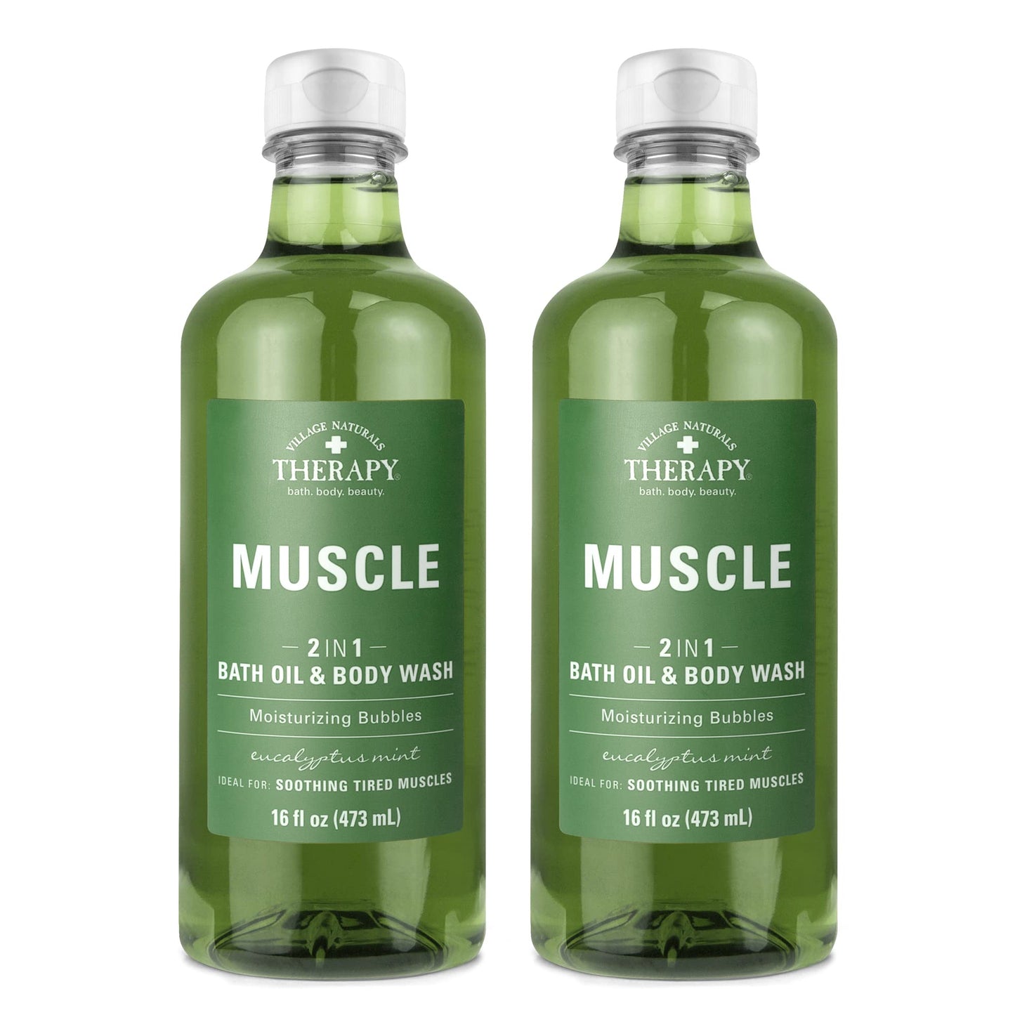 Village Naturals Therapy, Foaming Bath Oil and Body Wash, Eucalyptus Mint Scent, 2 Pack
