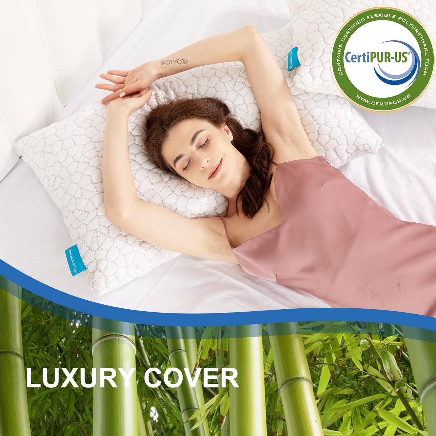 Cooling Memory Foam Bed Pillows for Side, Back, and Stomach Sleepers, 2 Pack