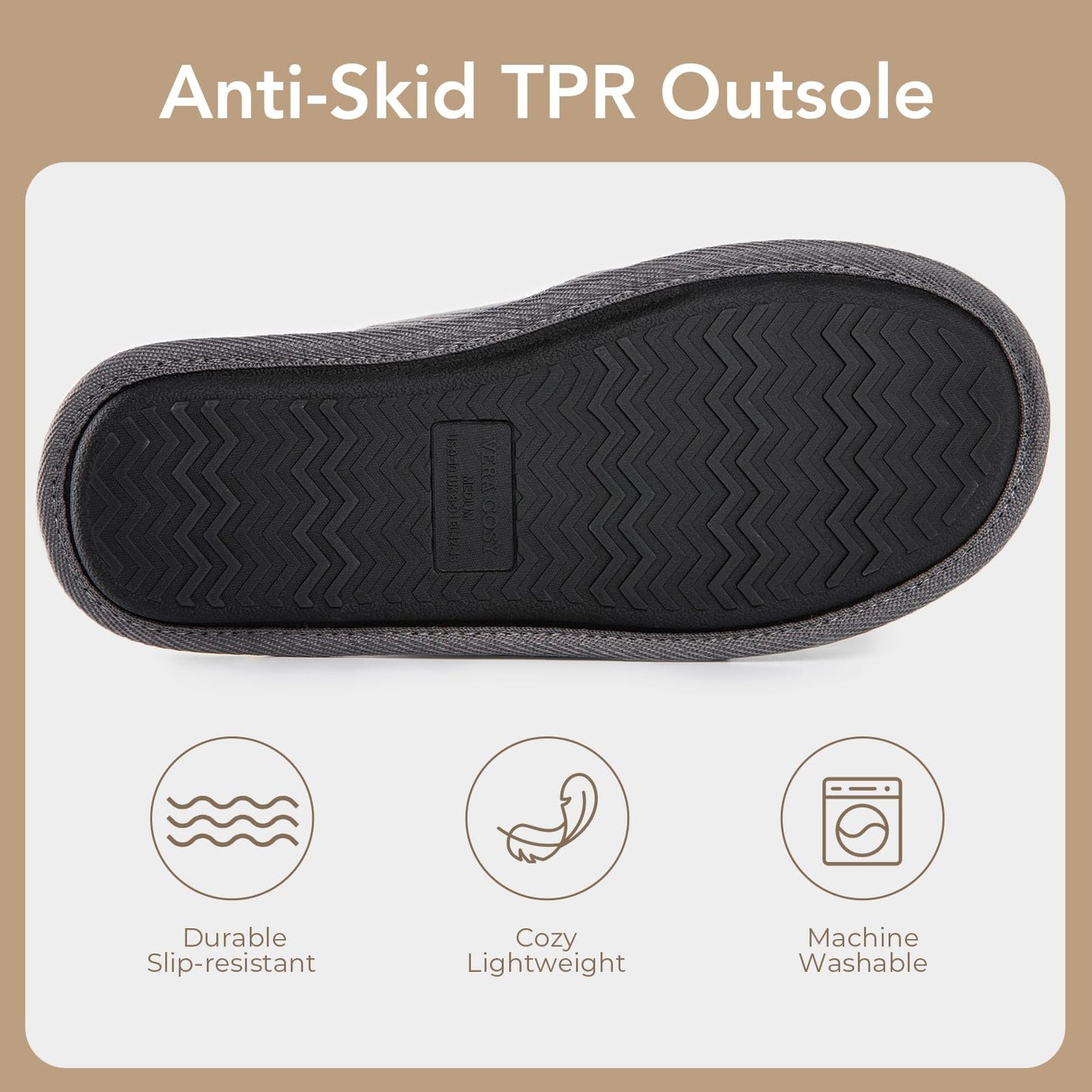 Men's Corduroy Slippers with Memory Foam Soles