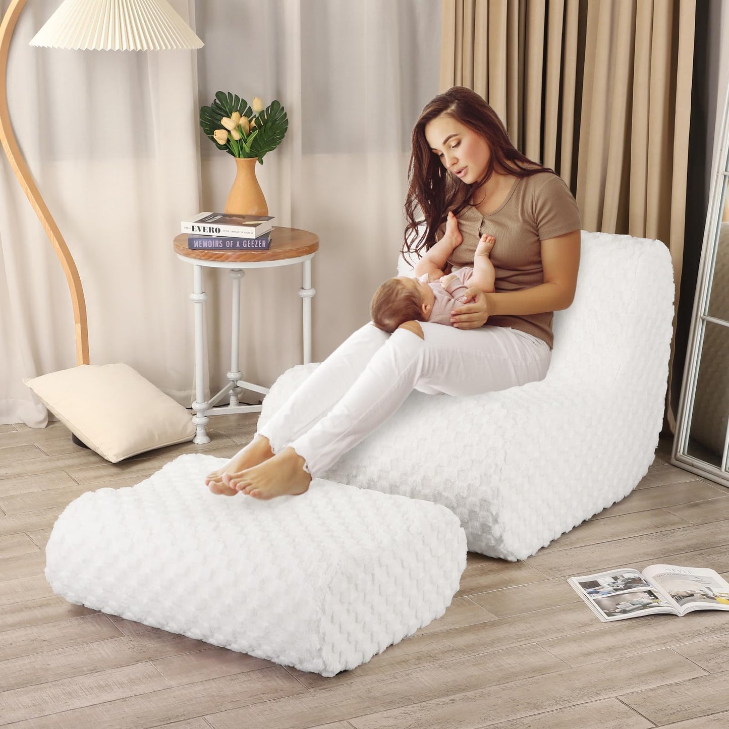 Accent Bean Bag Chair with Footstool