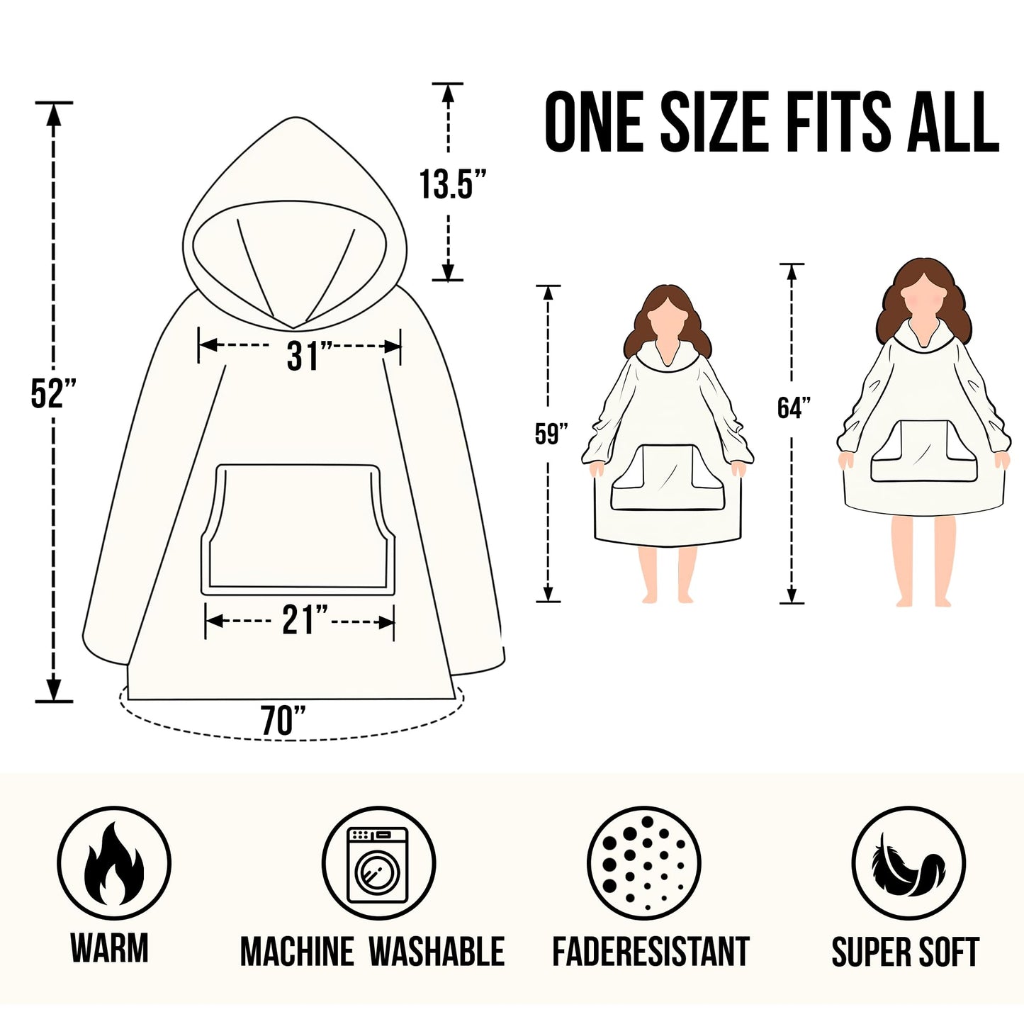 Mama Bear Wearable Blanket Hoodie, Buffalo Plaid