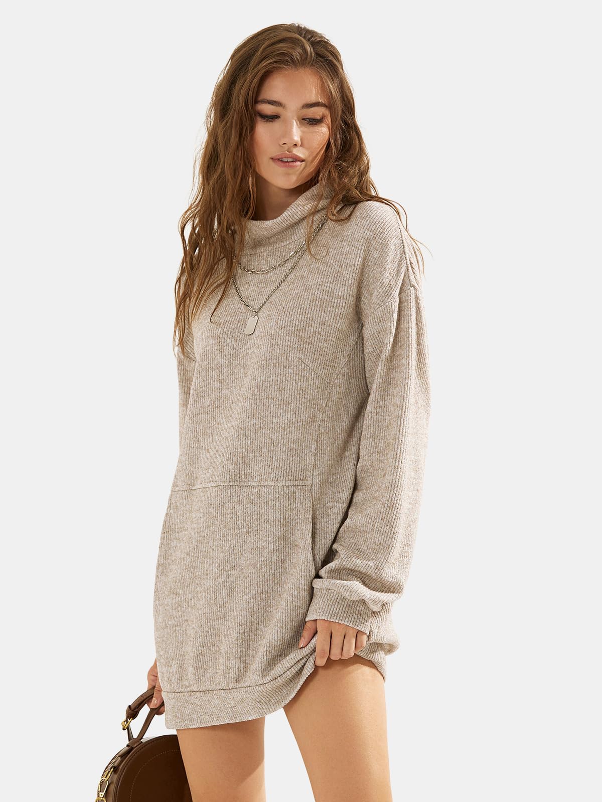 Women's Oversized Long Sweater Dress with Pockets