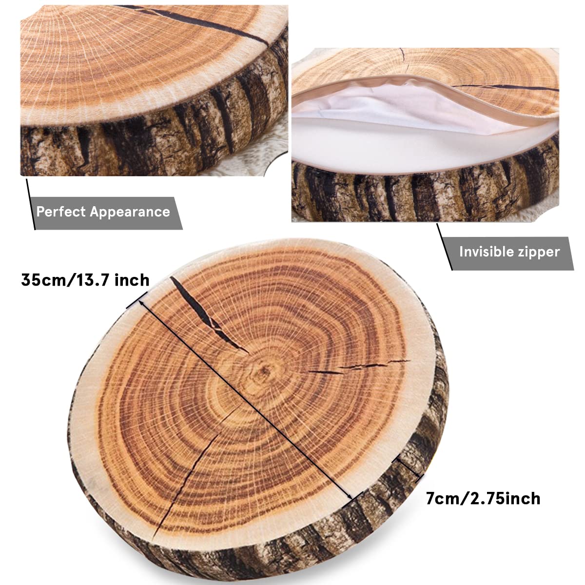 Round Plush Wood Log Floor Cushions
