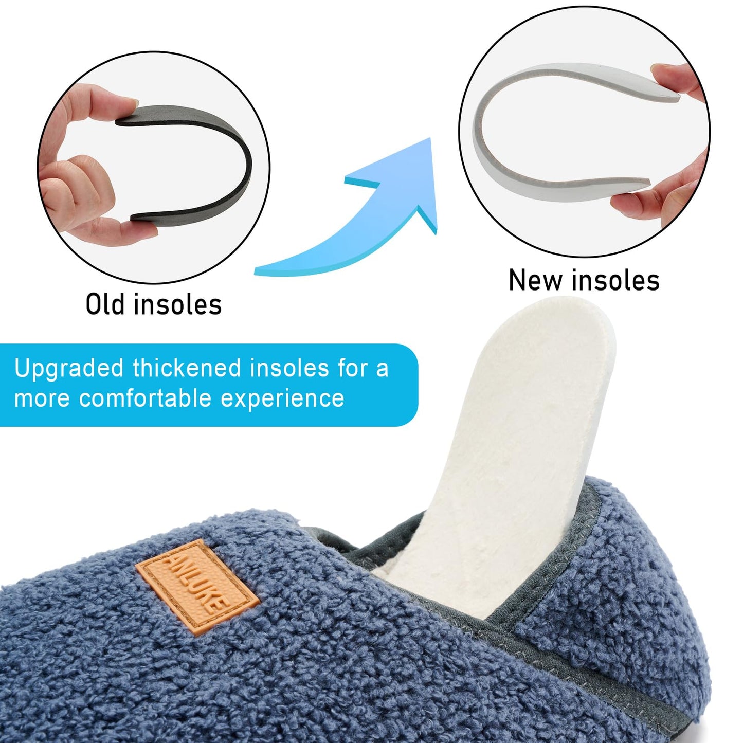 Unisex Fuzzy Slip-On House Shoes with Rubber Soles