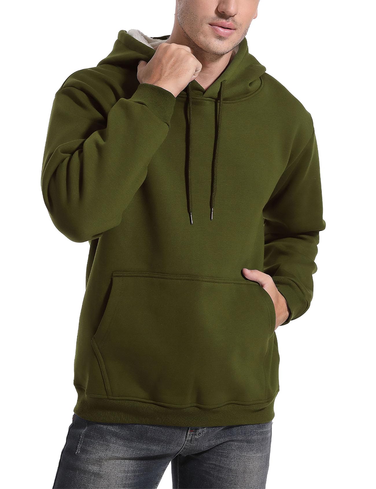 Men's Fleece Sherpa Lined Pullover Hoodie