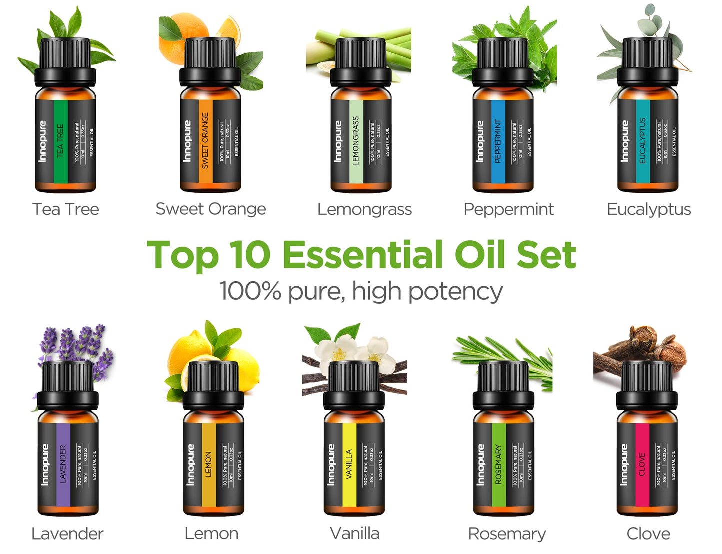 Aromatherapy Diffuser & 10 Essential Oils Set, 400ml