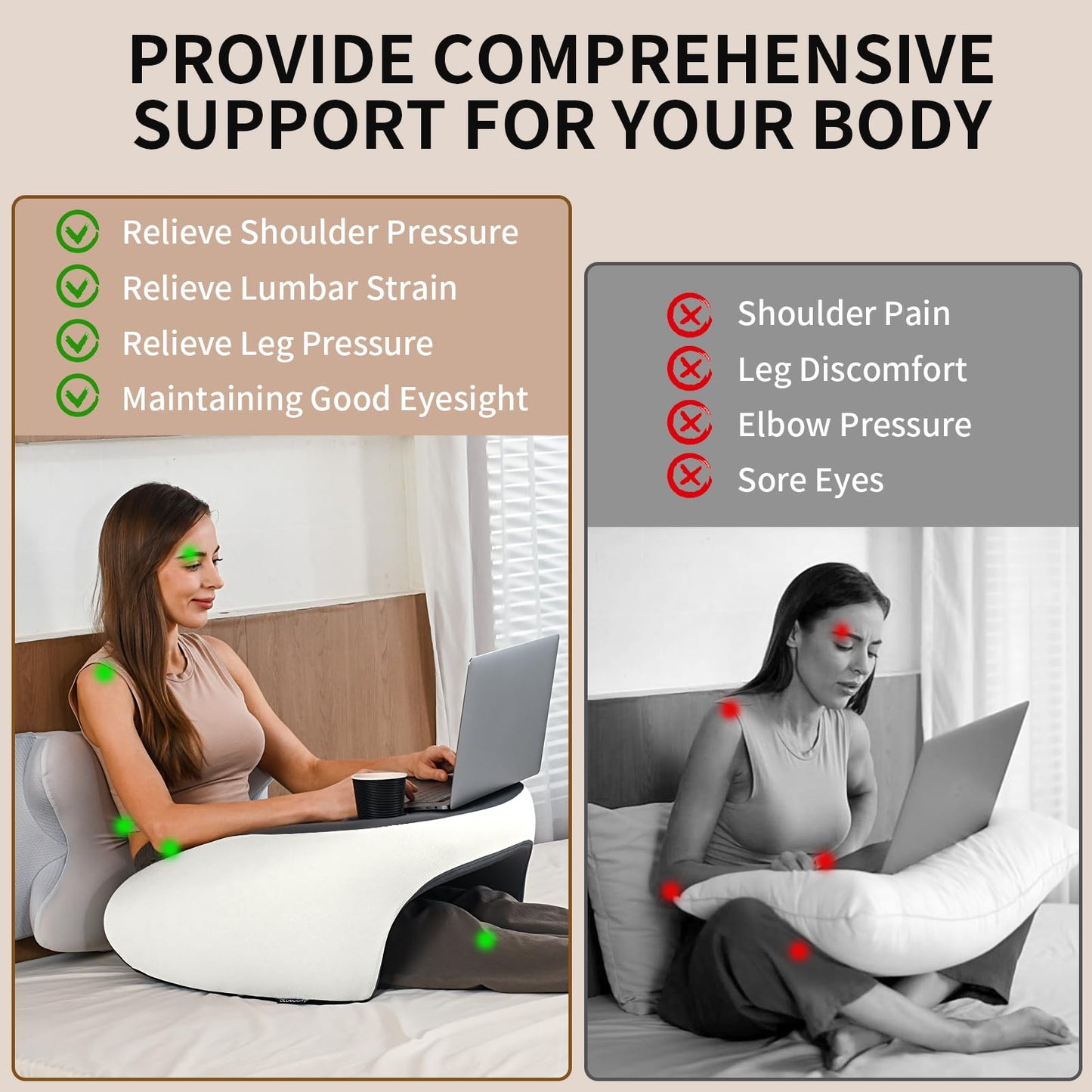 Lap Desk Support Pillow with Memory Foam