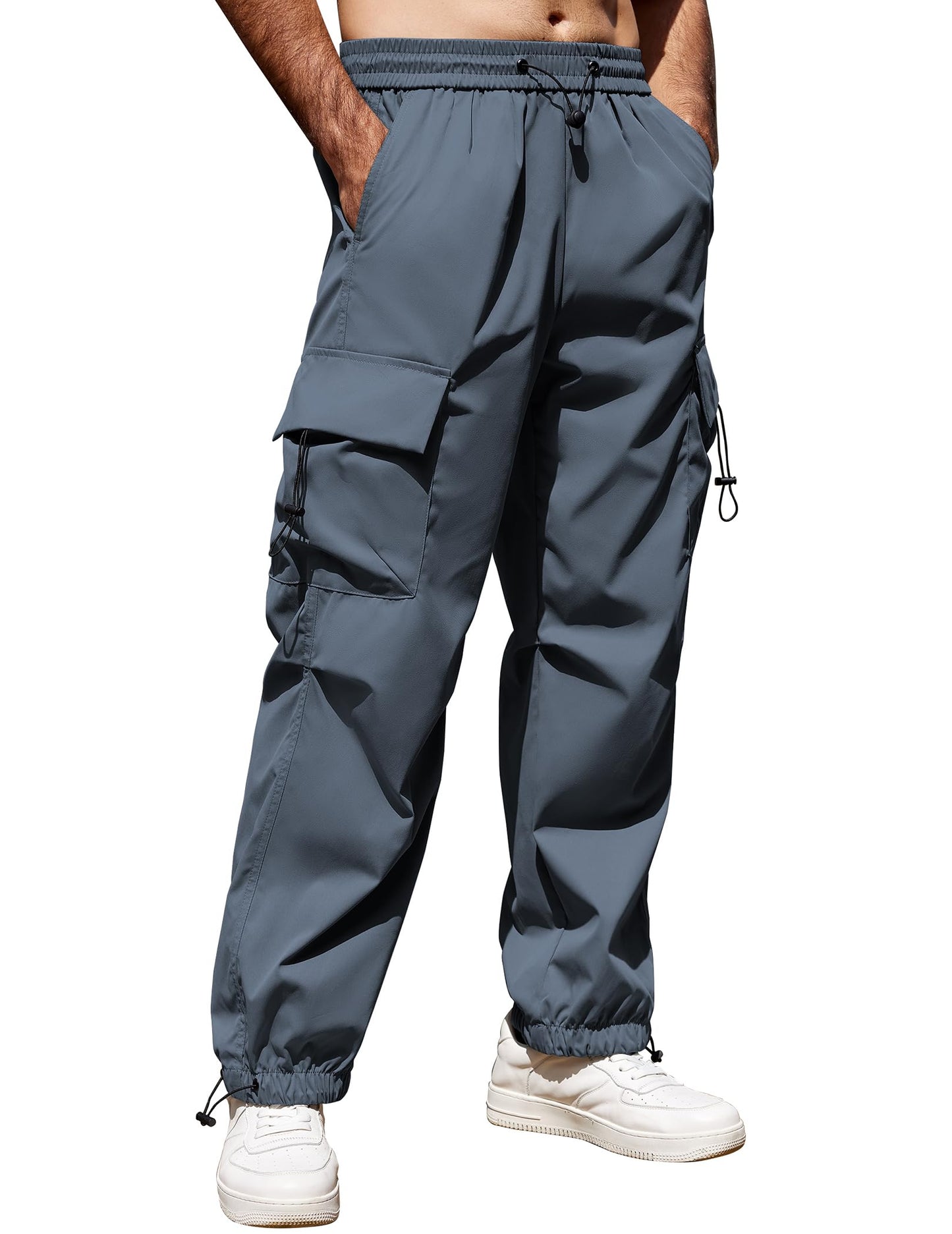 Men's Loose-Fit Cargo Pants with Drawstring Waist and Hems