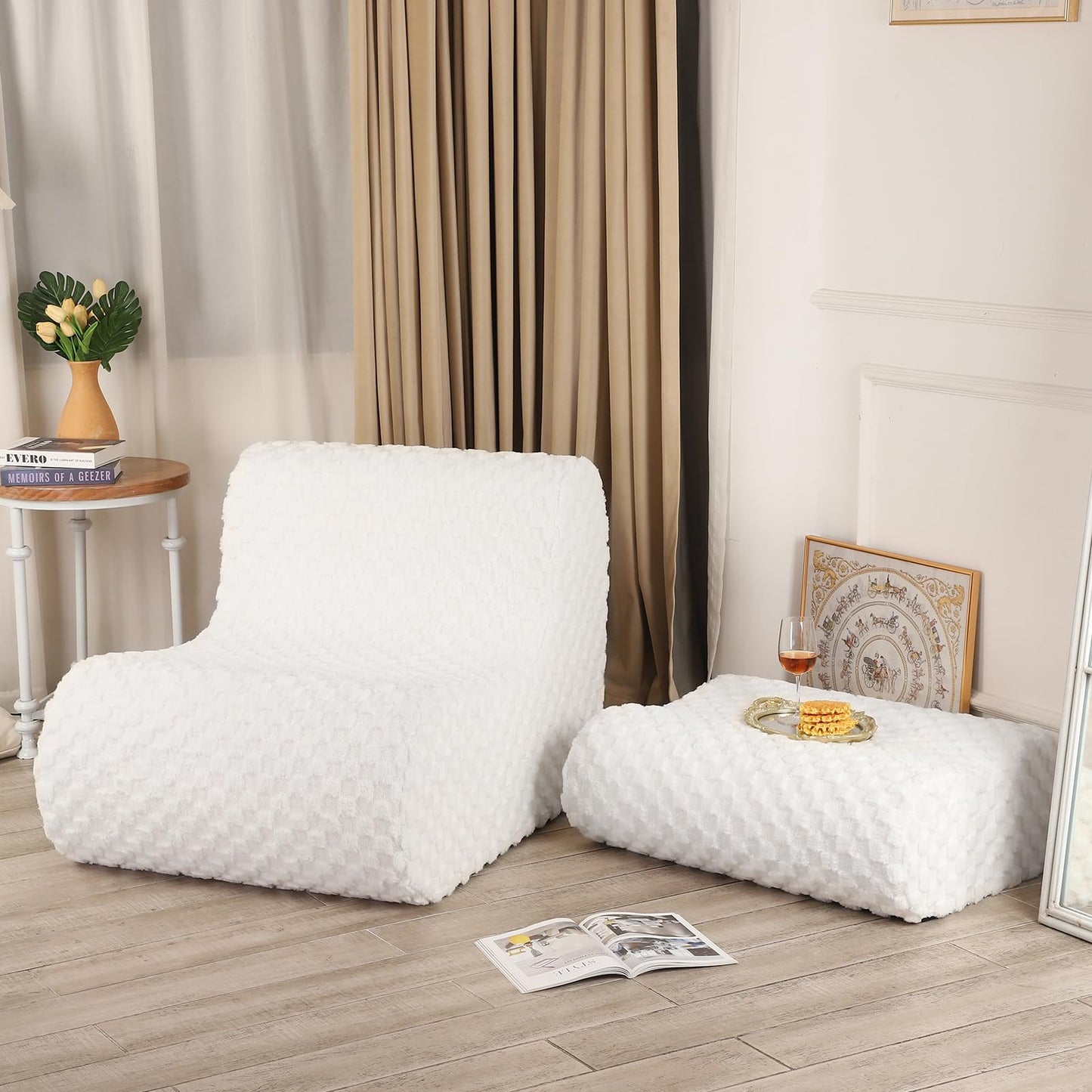 Accent Bean Bag Chair with Footstool