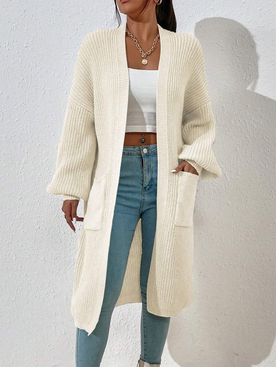 Women's Oversized Open Midi Cardigan
