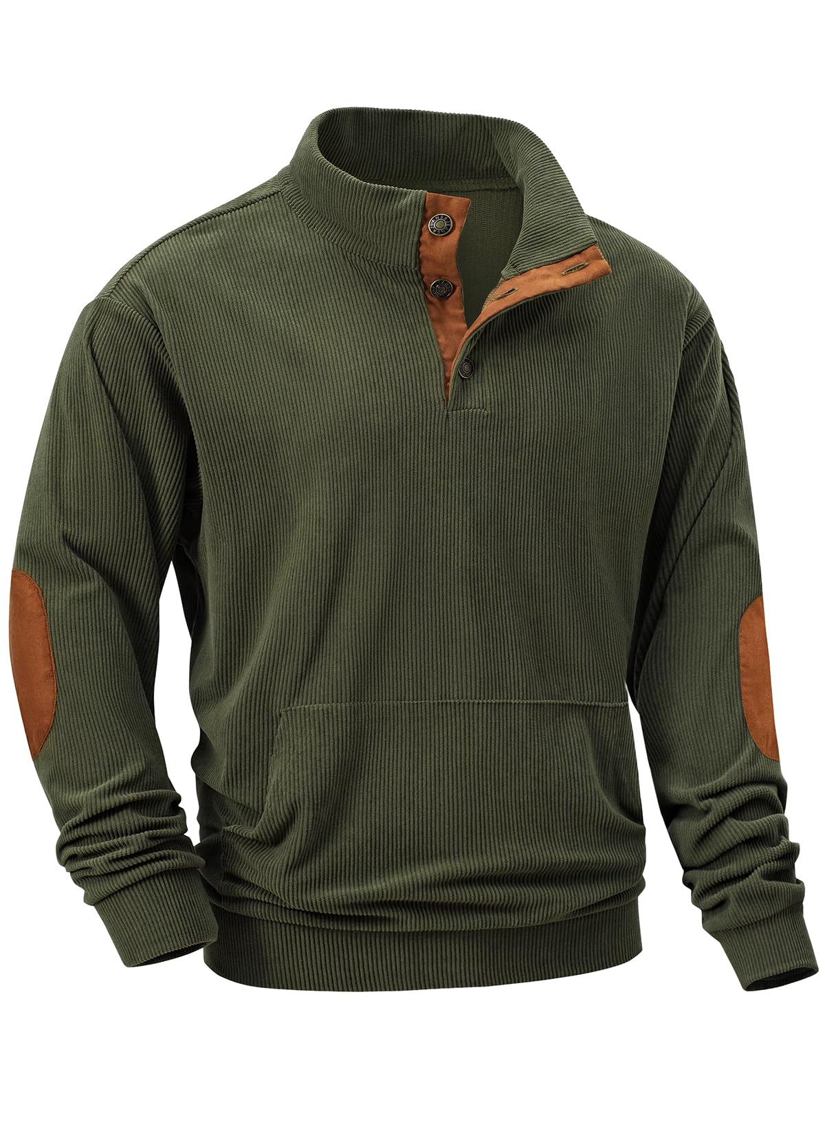Men's Long Sleeve 1/4 Button Corduroy Pullover Sweater
