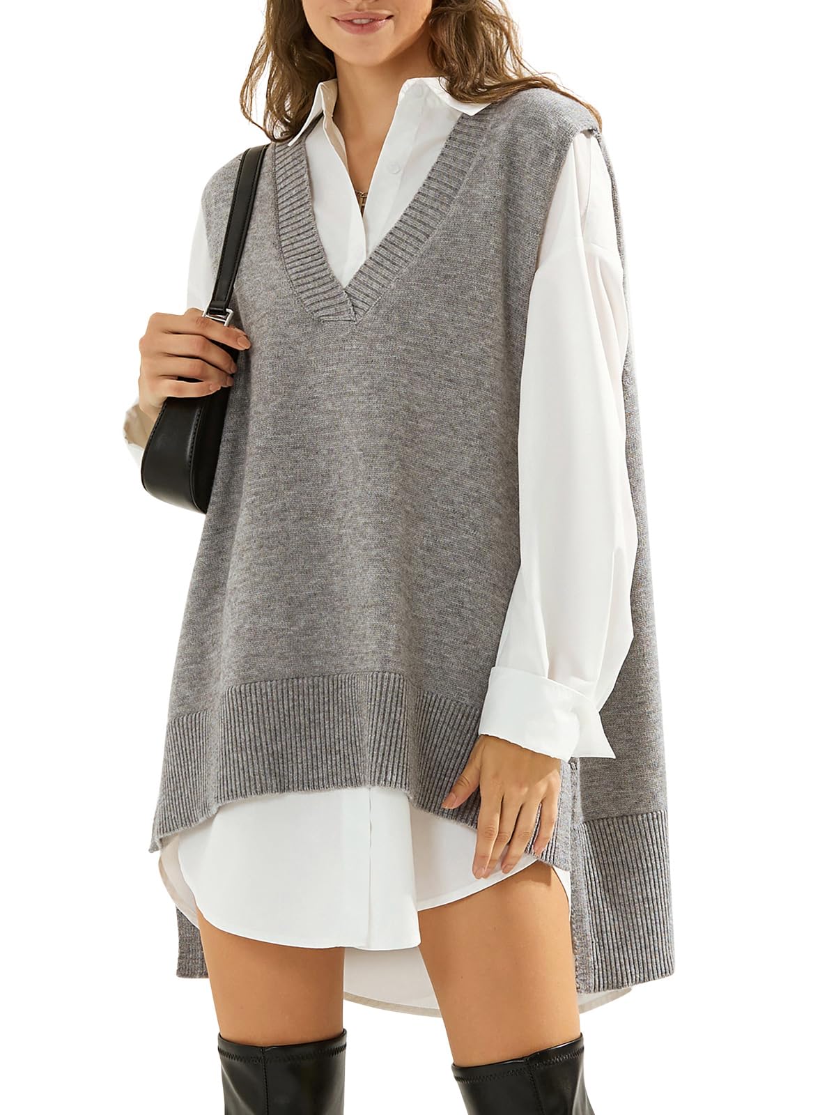 Women's Oversized Long Sleeveless Sweater Vest