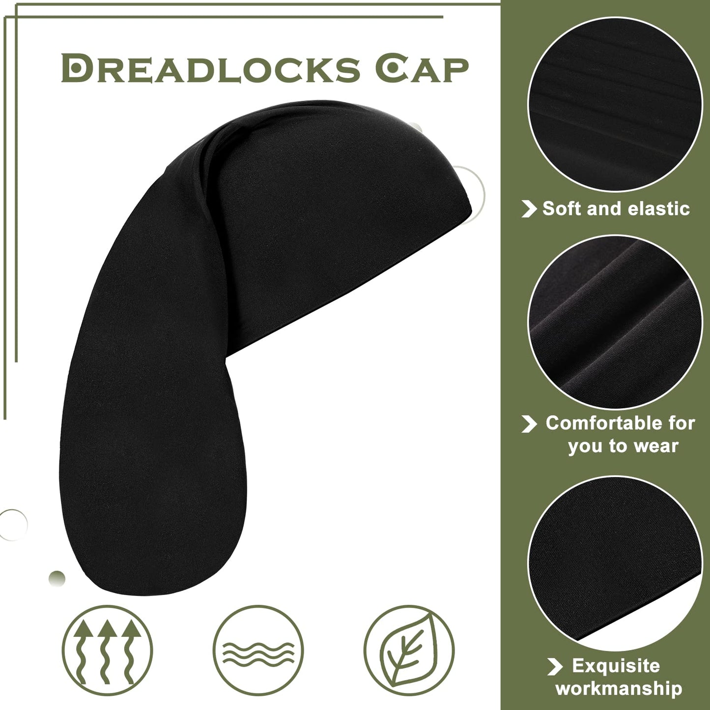 Long Dreadlock Caps - 4 Pack