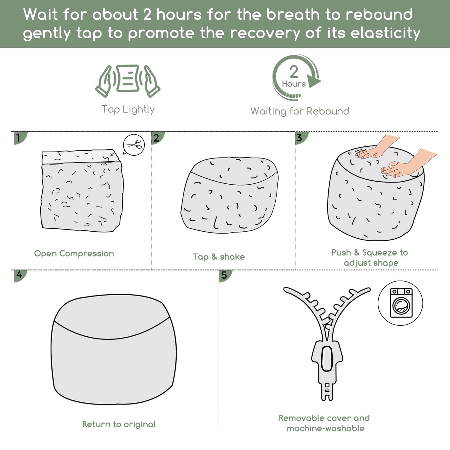 Round Stuffed Pouf Plaid Ottoman