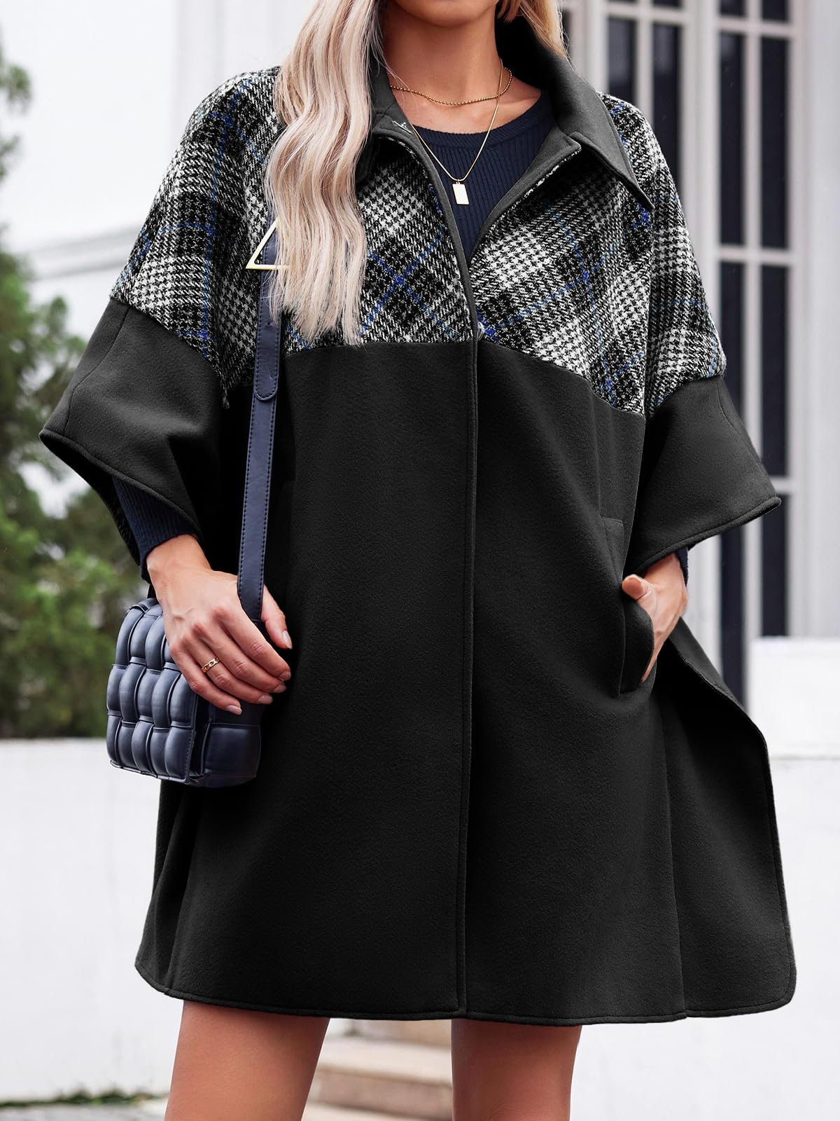 Women's Oversized Plaid Pea Coat