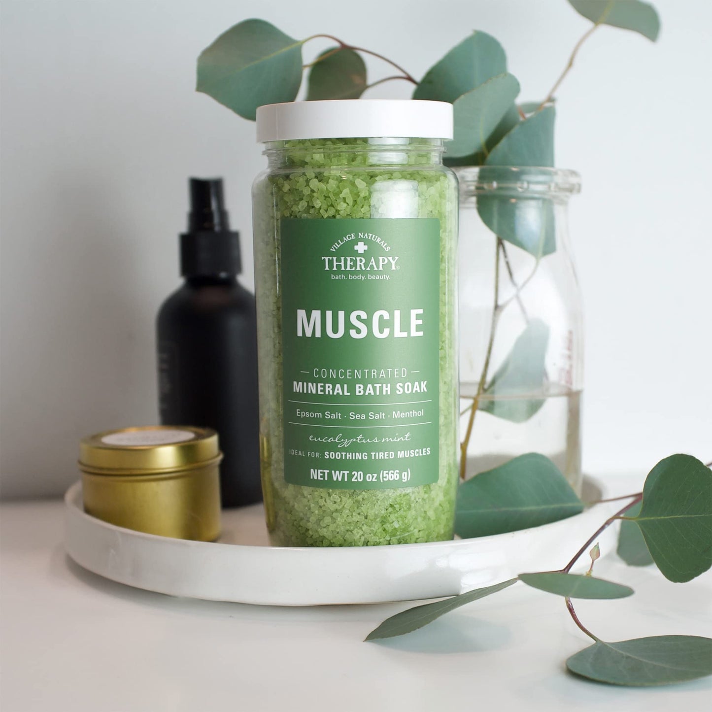 Village Naturals Therapy, Mineral Bath Soak, Eucalyptus Mint Scent, 4 Pack