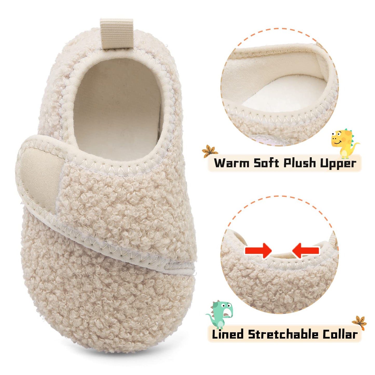 Toddler Fleece Slipper Shoes with Non-Slip Soles