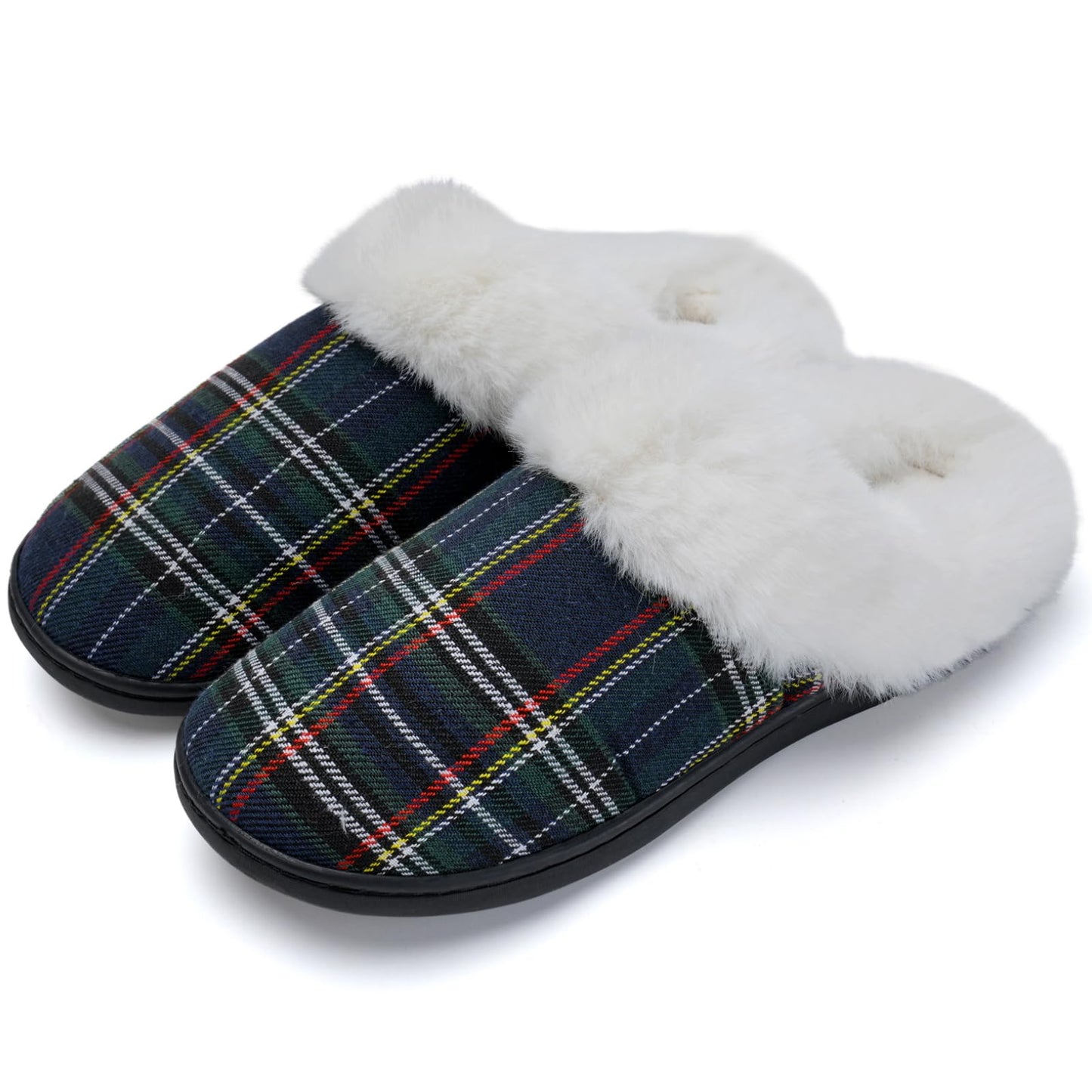 Women's Knitted Fur Collar Slippers with Anti-Skid Soles