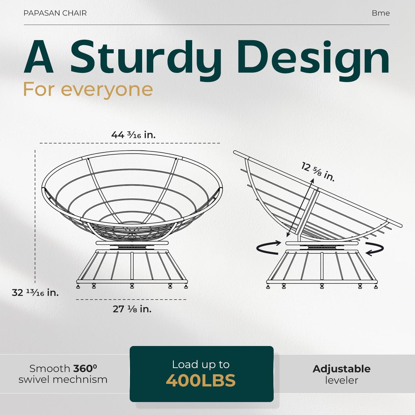 44" Oversized Wicker Papasan Chair with Cushion