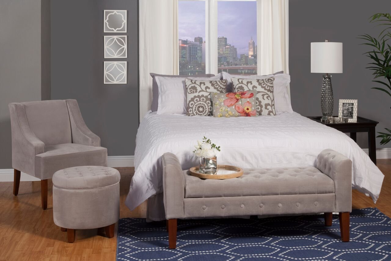 Upholstered Round Velvet Tufted Foot Rest Ottoman