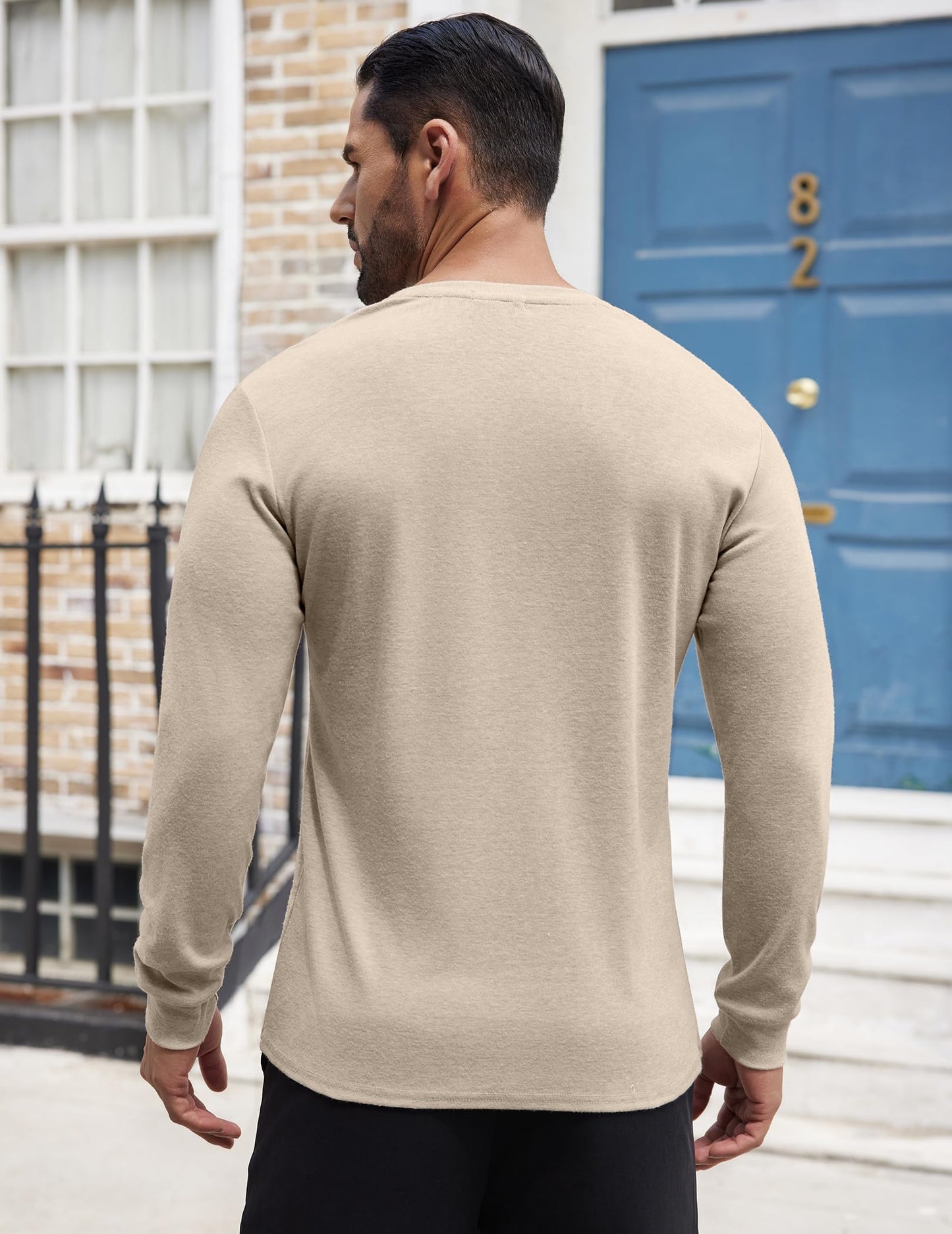 Men's Henley Long Sleeve Basic Shirt