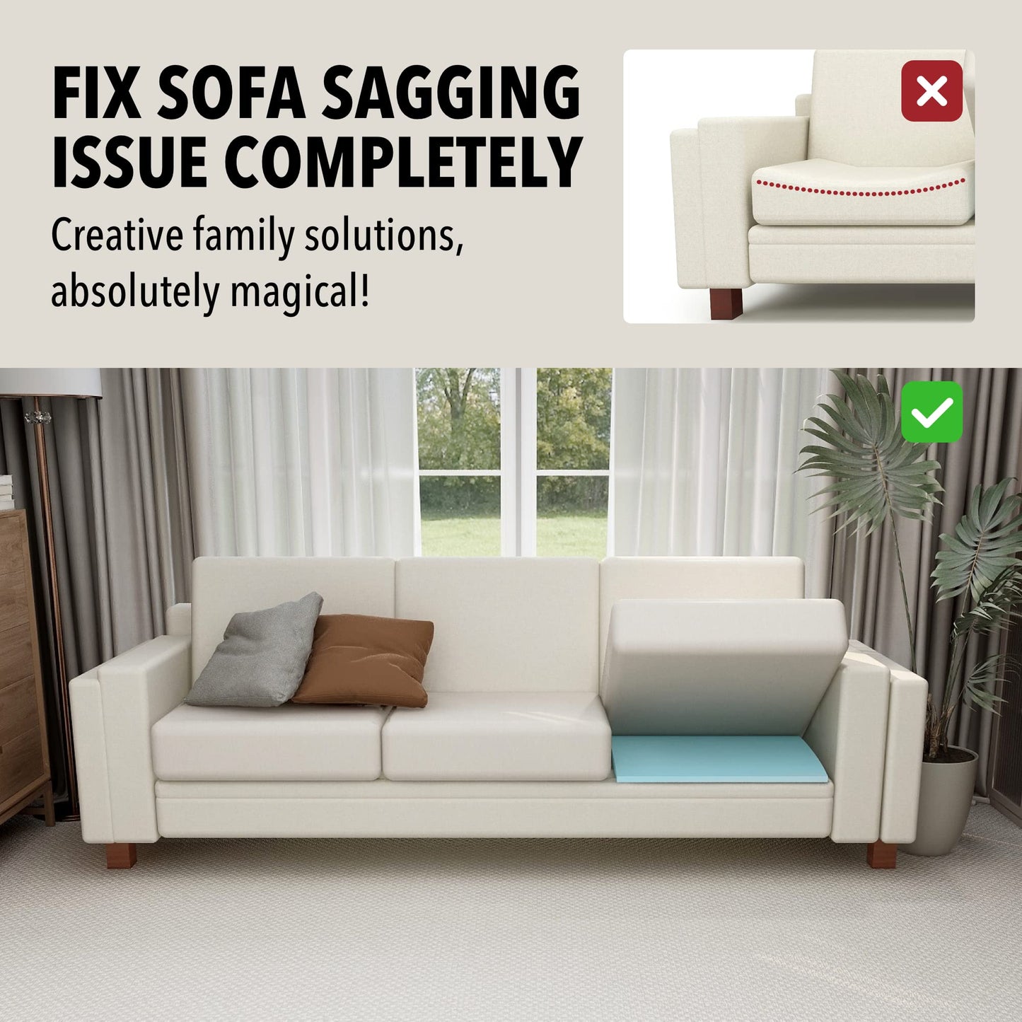 Sofa Cushion Supports for Sagging Seats - Set of 3