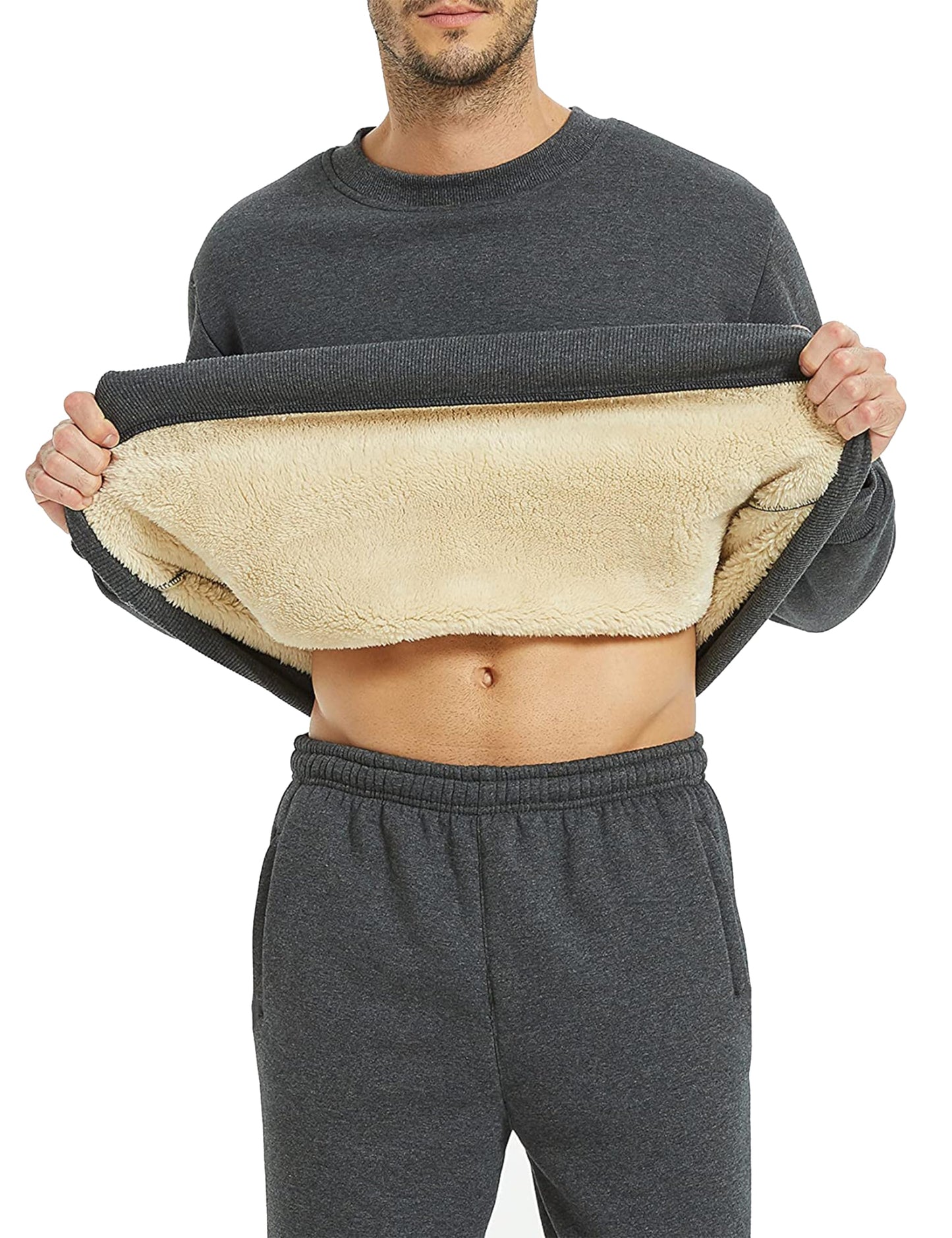 Men's Fleece-Lined Crewneck Sherpa Sweatshirt