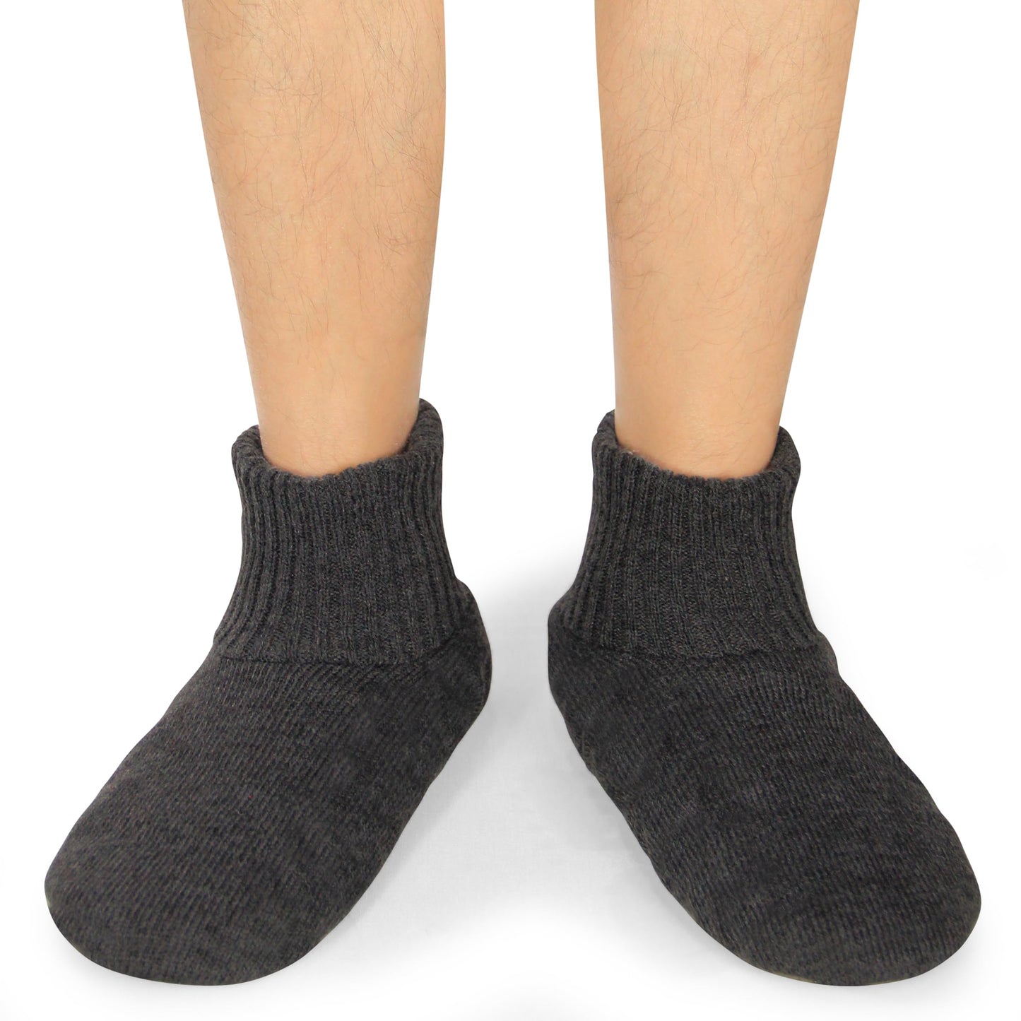 Men's Fleece Lined House Socks with Non-Skid Soles