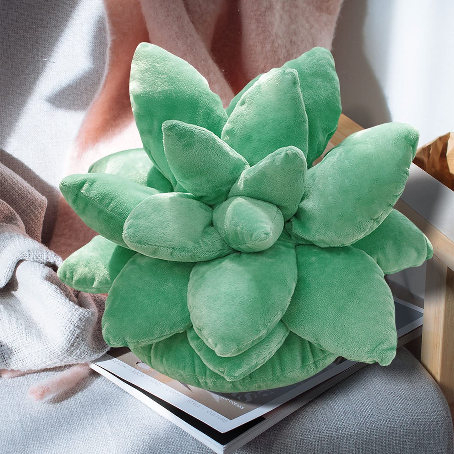 Succulent Echeveria Plush Throw Pillow