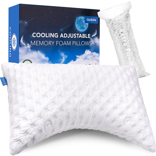 Cooling Side Sleeper Pillow for Neck and Shoulder Pain, Shredded Memory Foam