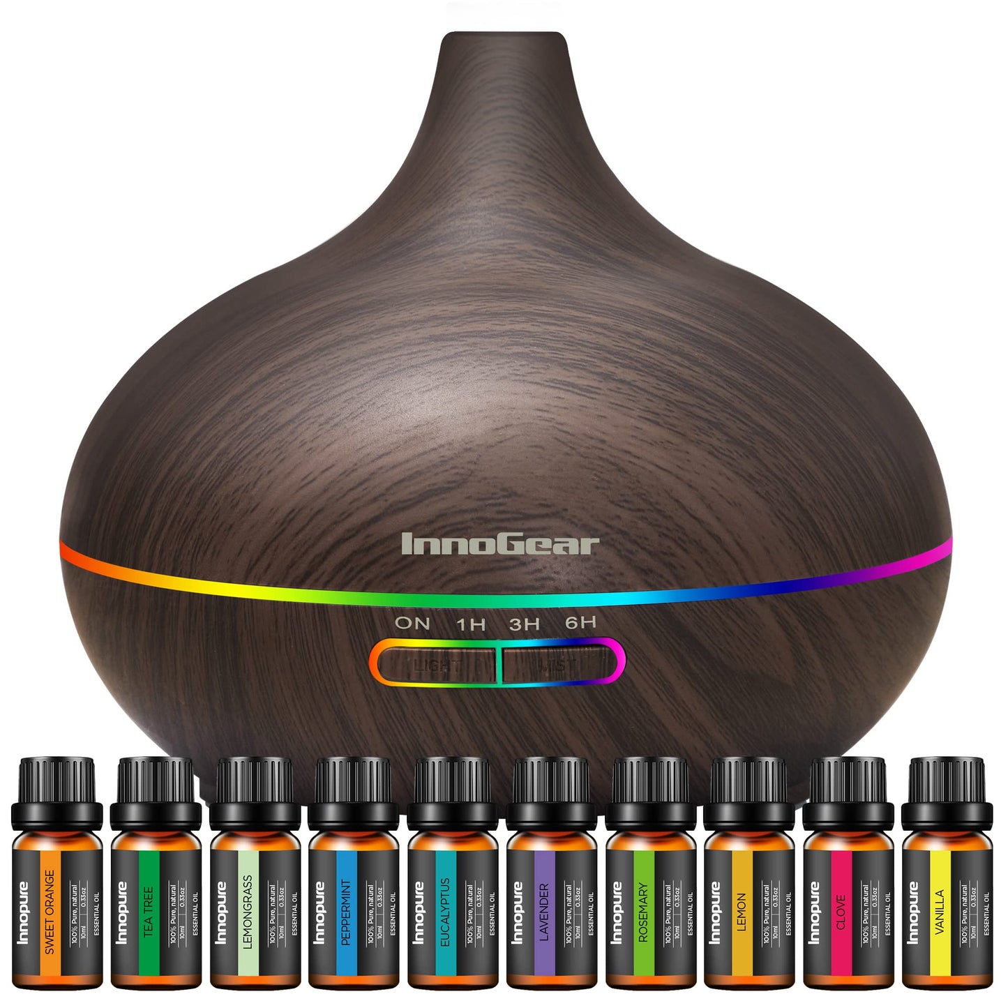 Aromatherapy Diffuser & 10 Essential Oils Set, 400ml