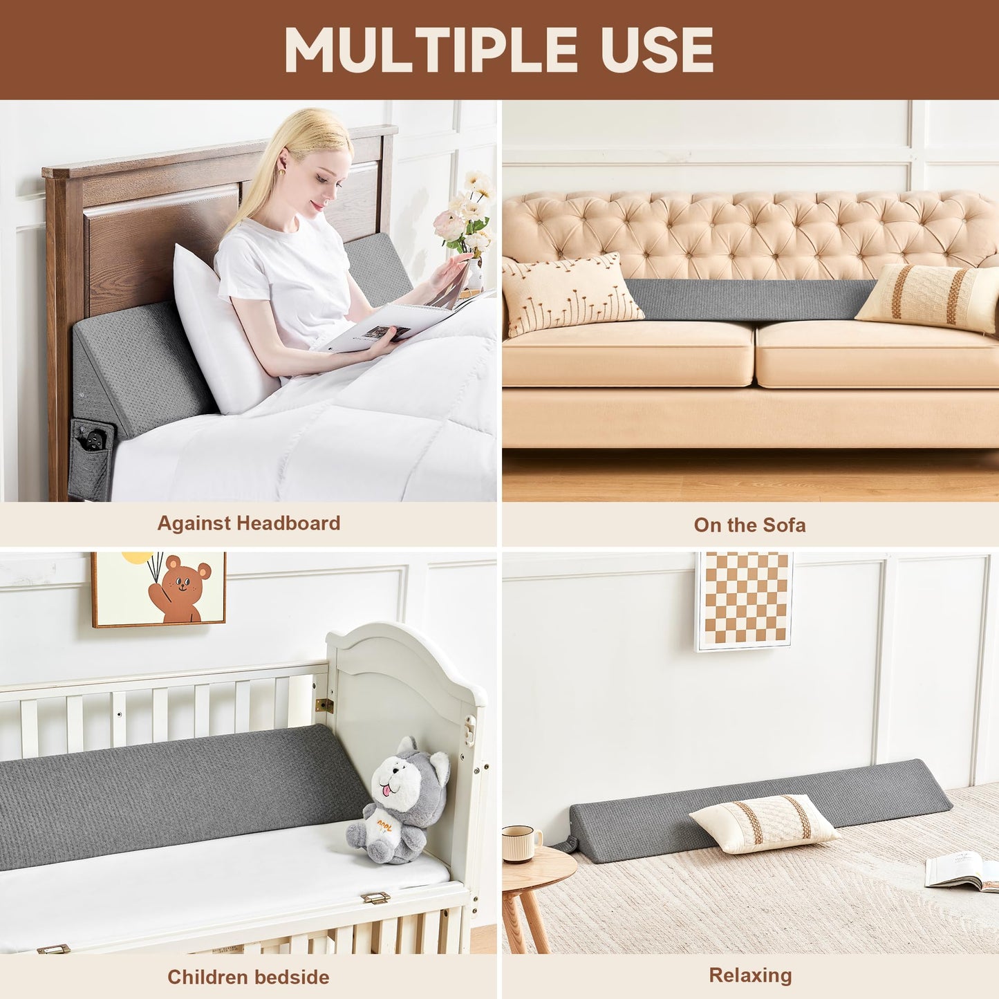 Bed Wedge Pillow for Headboard Gap Filler