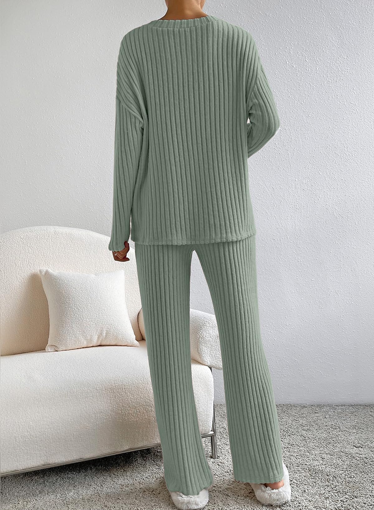 Women's Chic Ribbed Lounge Set - 2 Piece