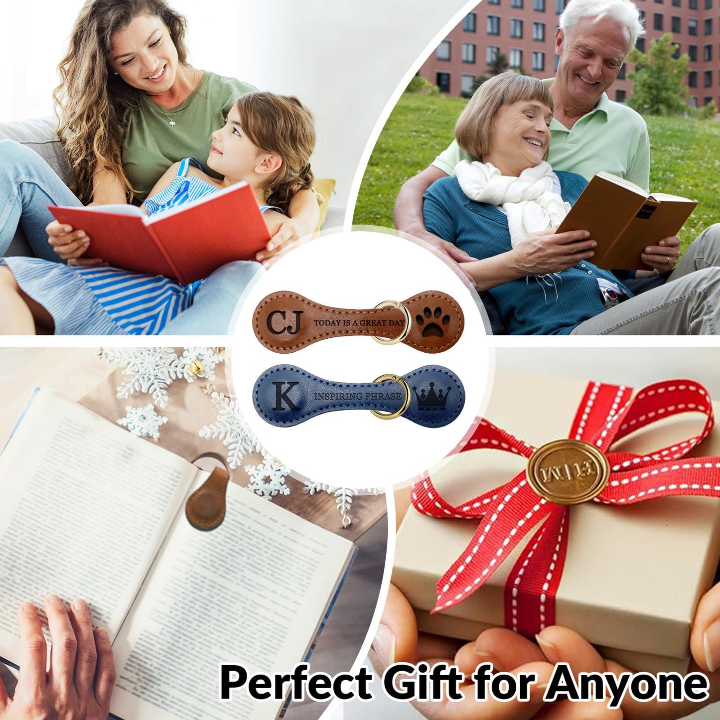 Personlized Magnetic Leather Bookmarks with Custom Engraved Text and Logo