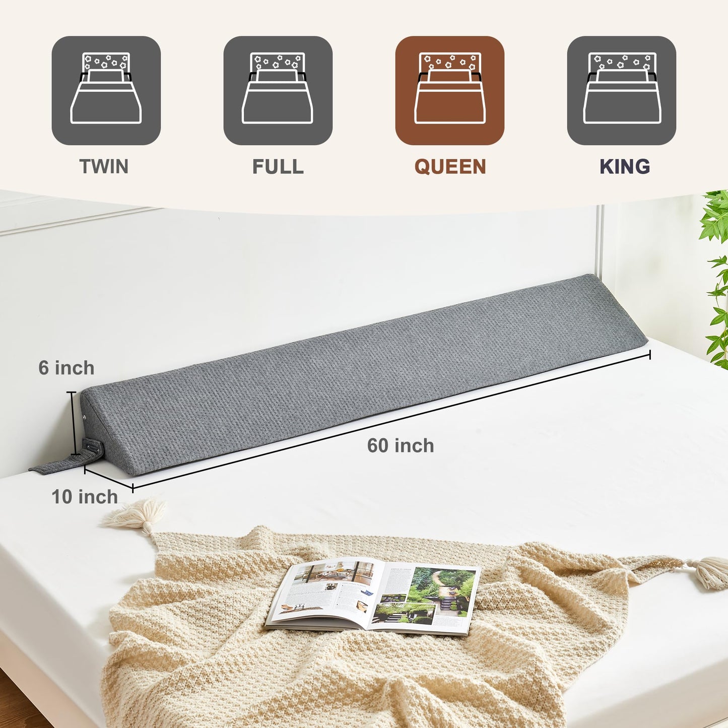Bed Wedge Pillow for Headboard Gap Filler