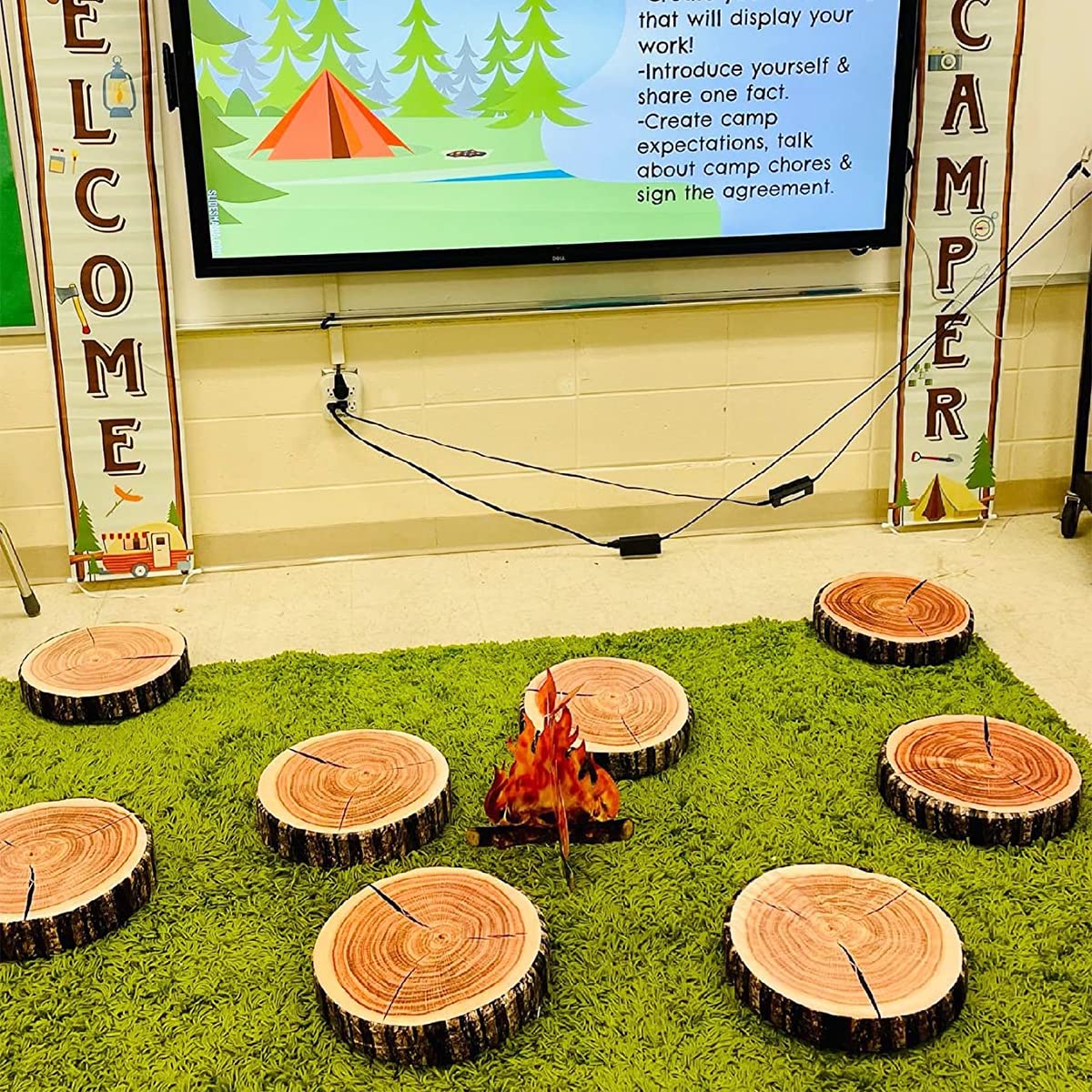 Round Plush Wood Log Floor Cushions