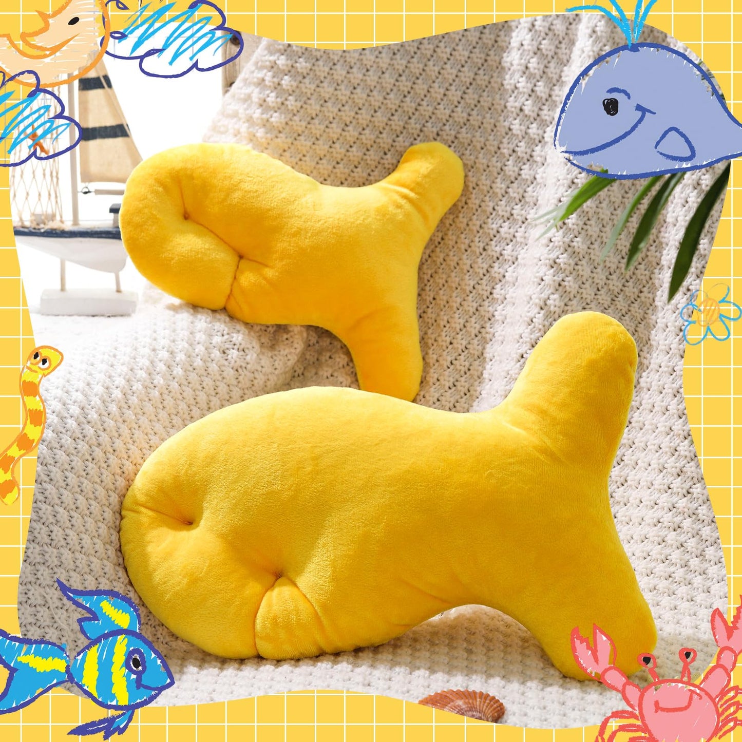 2-Piece Goldfish Nuggets Plush Throw Pillow Set