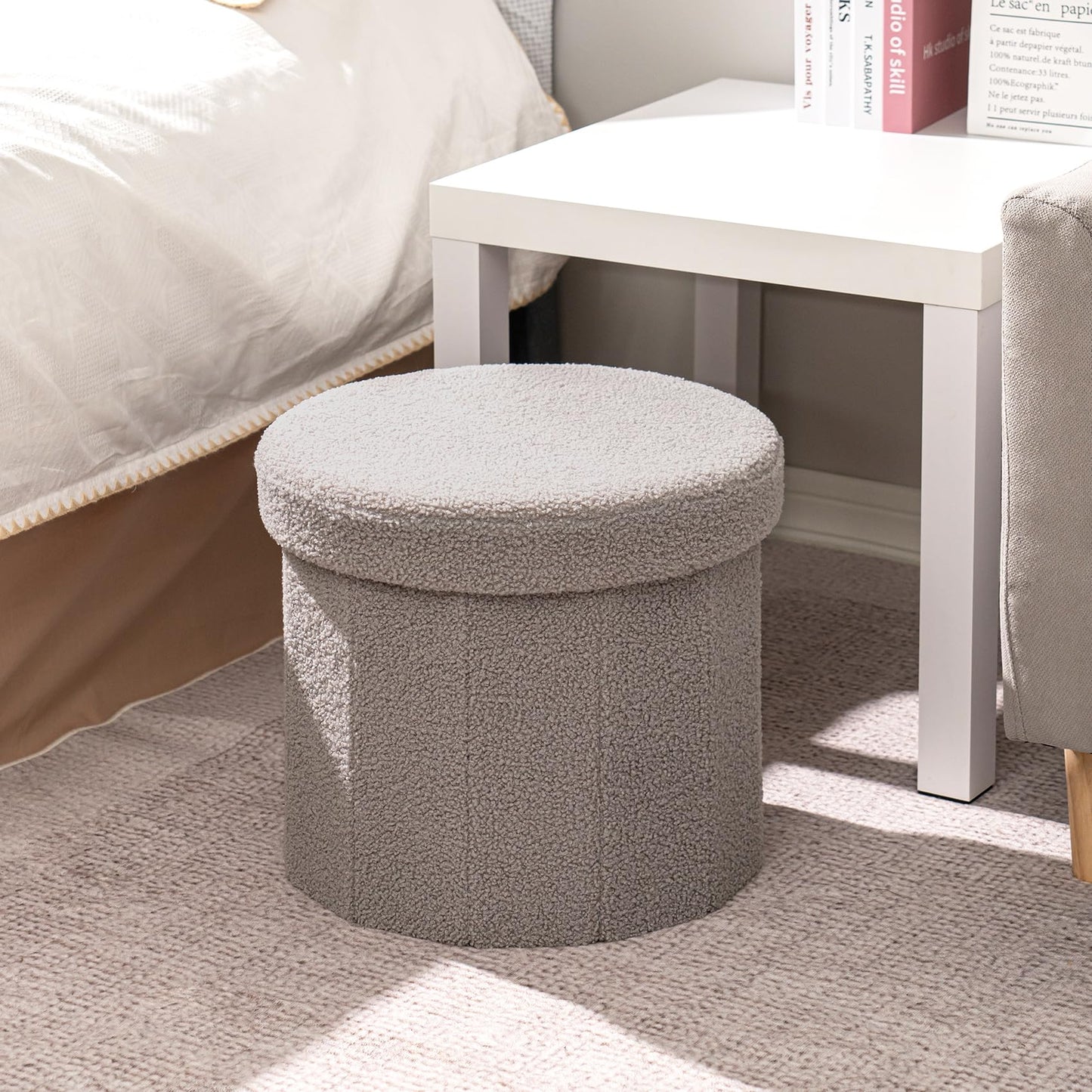Round Storage Ottoman Stool
