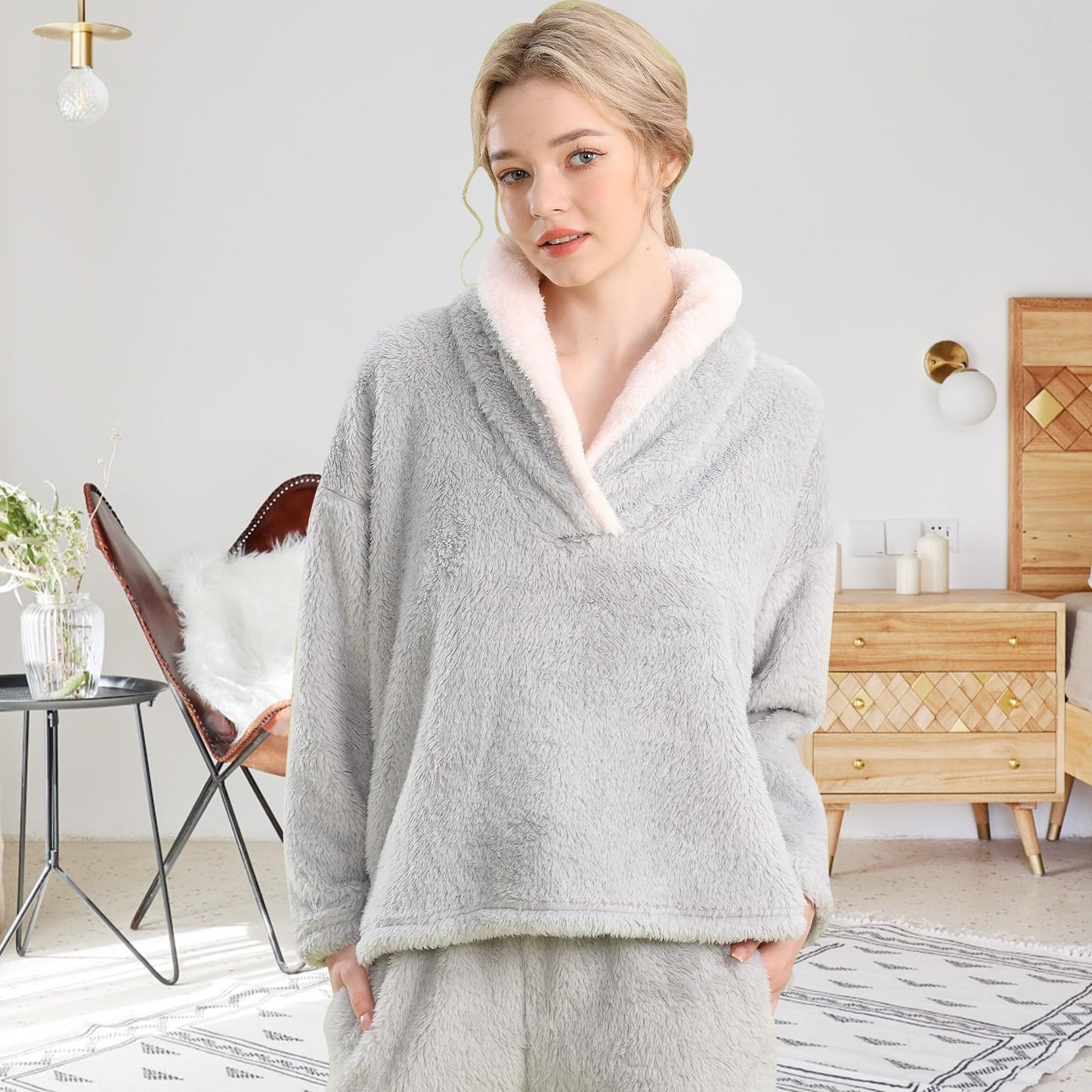 Women's Fluffy Fleece Pajamas Set