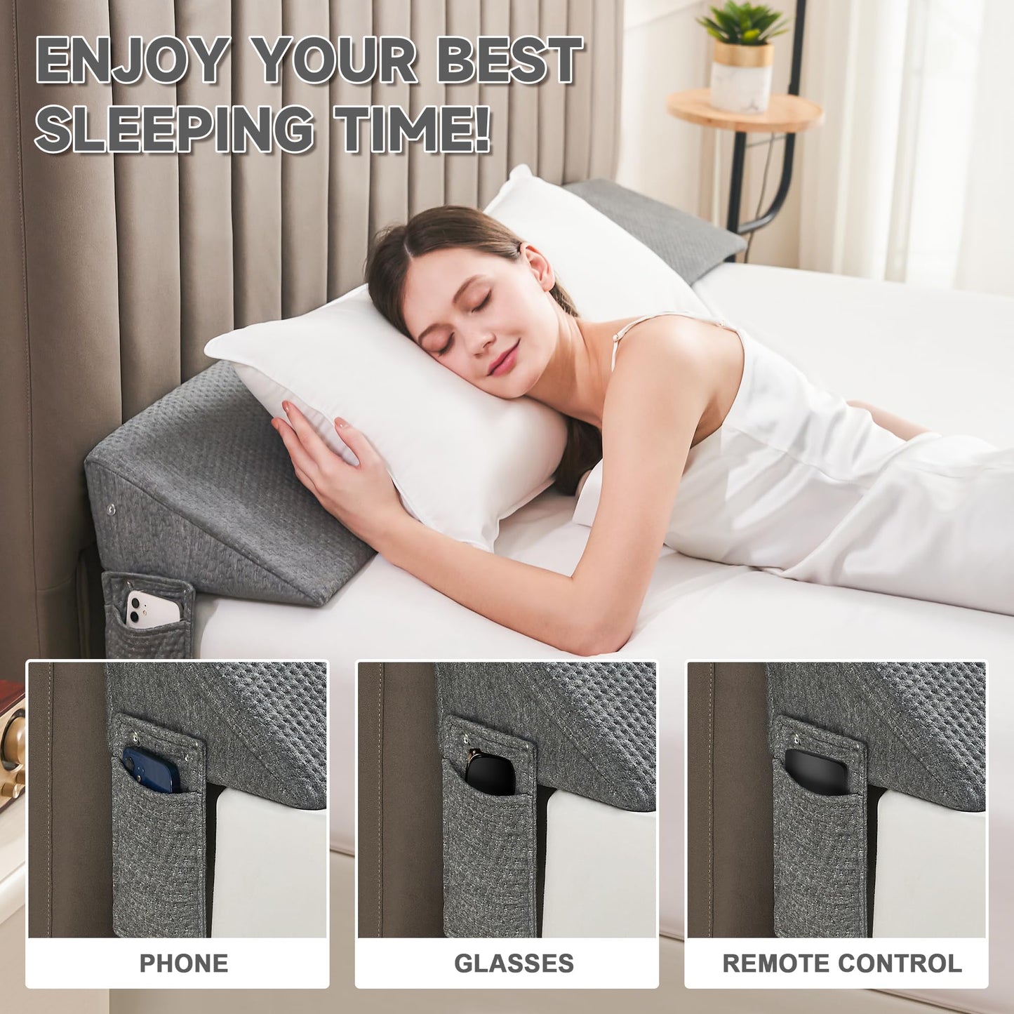 Bed Wedge Pillow for Headboard Gap Filler