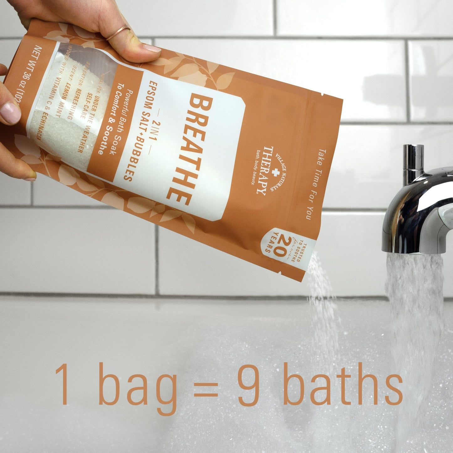 Village Naturals Therapy, Foaming Body Soak Epsom Salt, 2 Pack