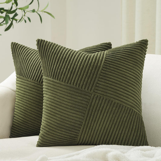 Windmill Pattern Corduroy Throw Pillow Cases - Set of 2