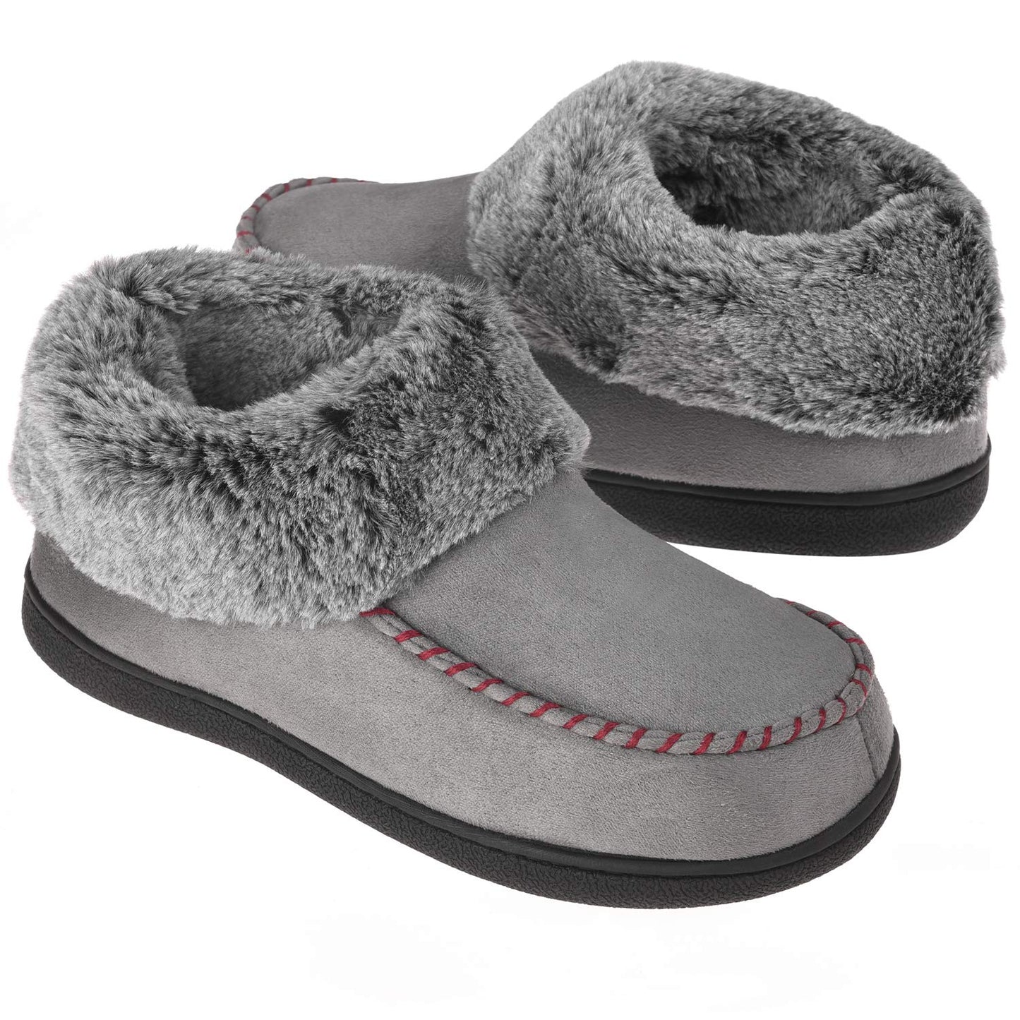 Women's Suede Moccasin Slippers with Memory Foam