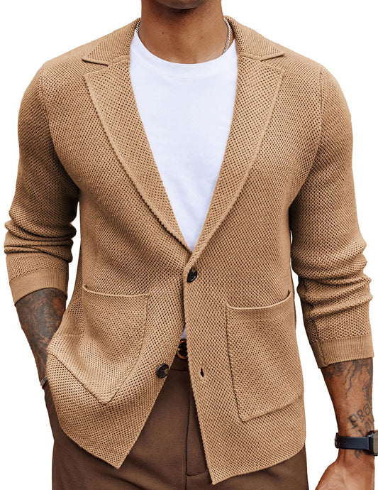 Men's Notch Collar Cardigan Blazer