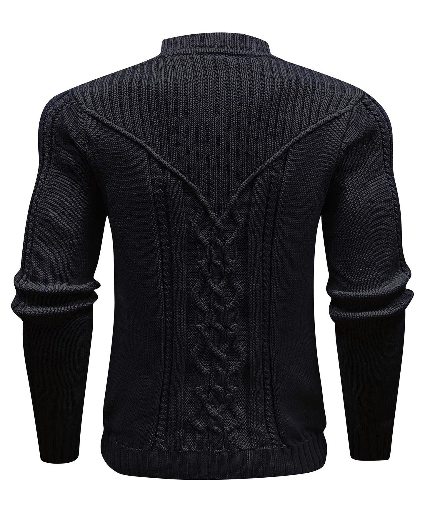 SAVKOOV Men's Pullover Long Sleeve Crewneck Knitted Sweater Black