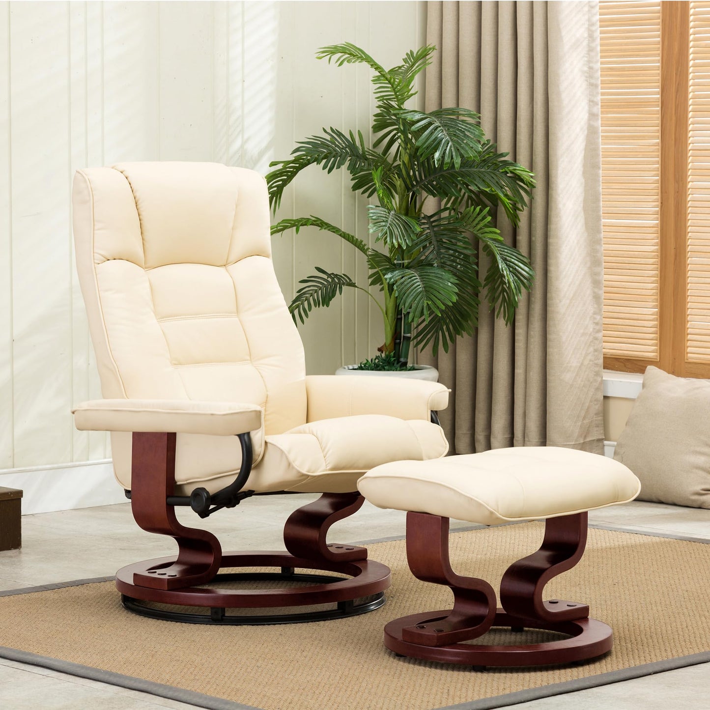 Manual Swivel Ergonomic Recliner with Ottoman