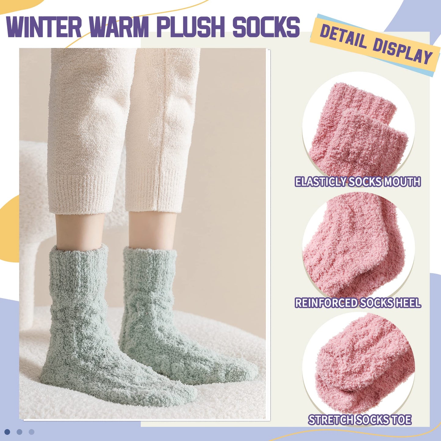 Women's Fuzzy Slipper Socks - 5 Pack