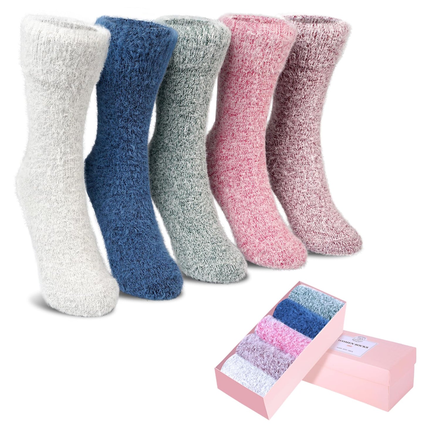 Women's Fuzzy Winter Socks Set, 5 Pack