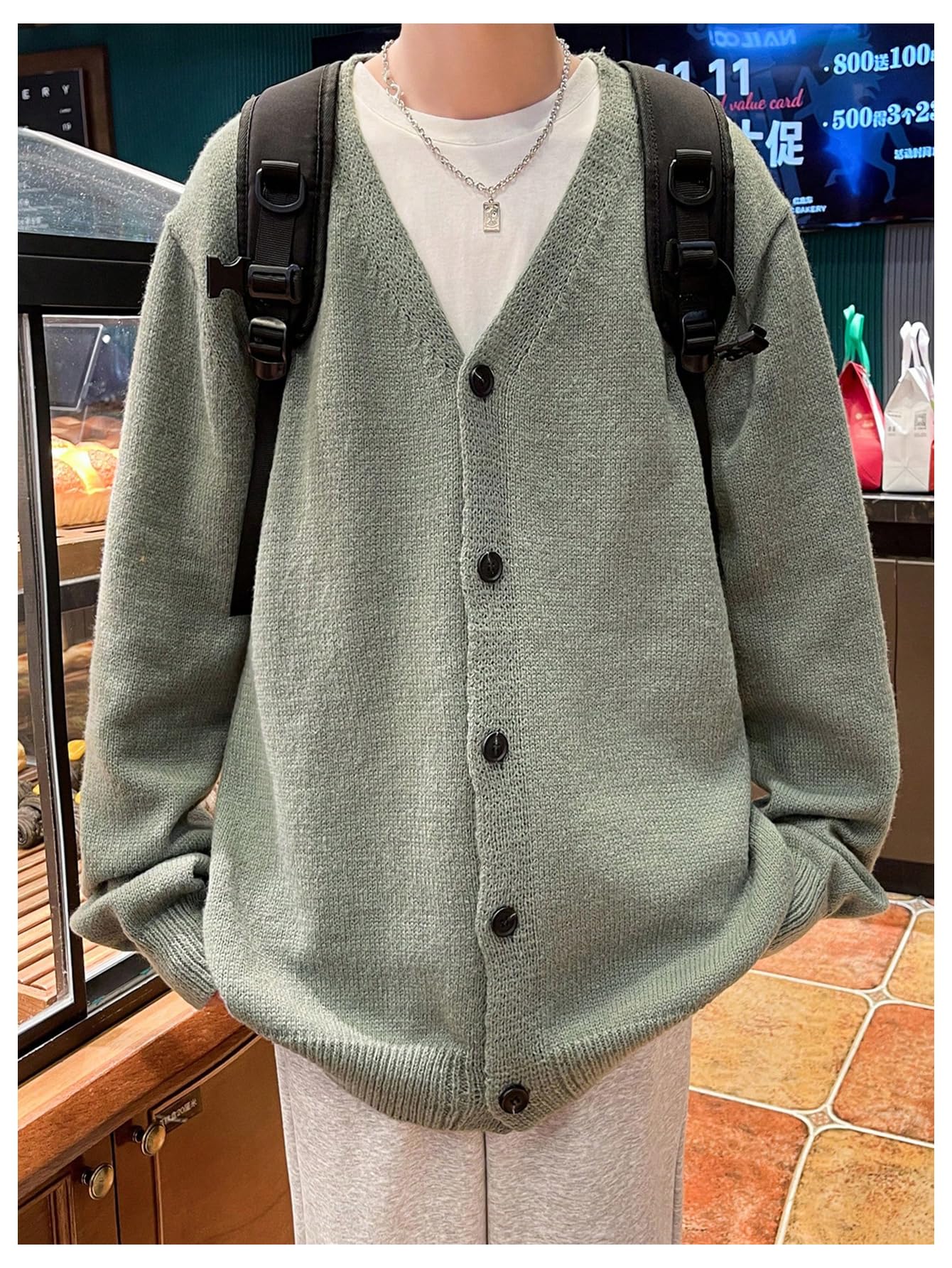 Men's Oversized  Long Sleeve Cardigan Sweater