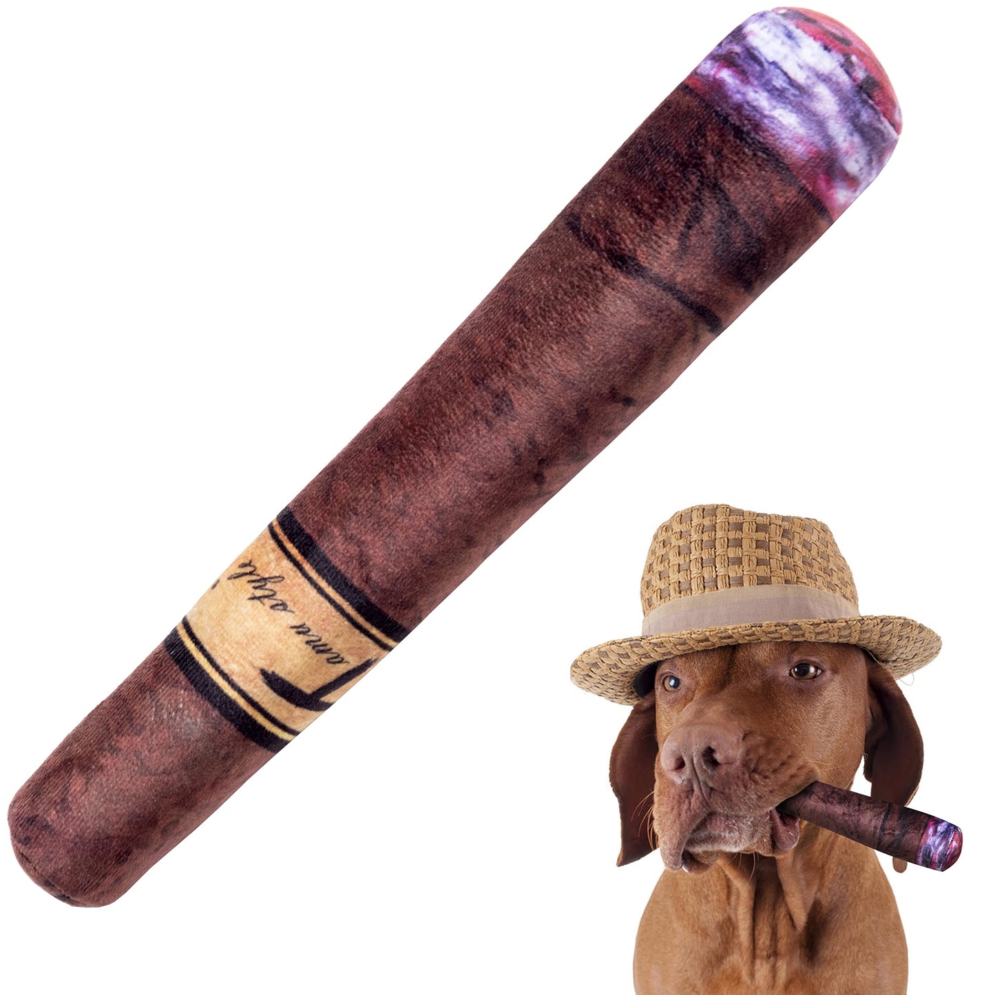 Squeaky Cigar - Plush Dog Chew Toy